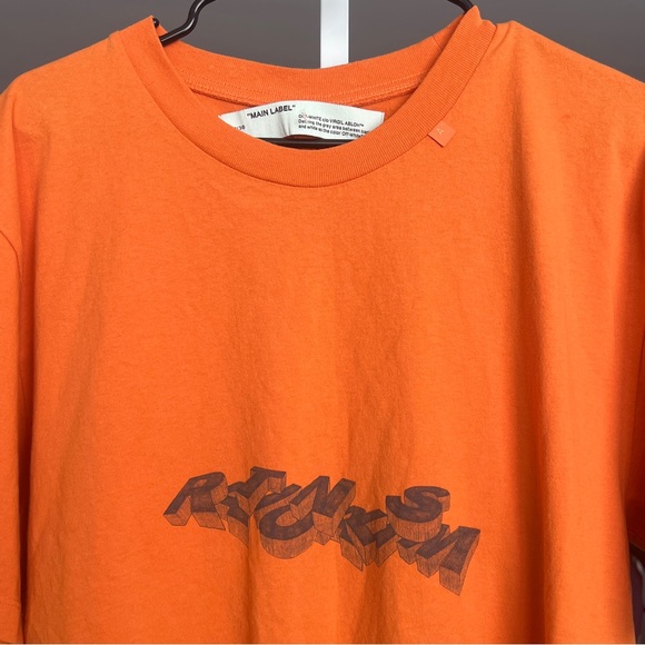 NWT Off White Virgil Abloh Graphic 3D Pencil Tee Orange SZ XL Streetwear Casual - Picture 3 of 14